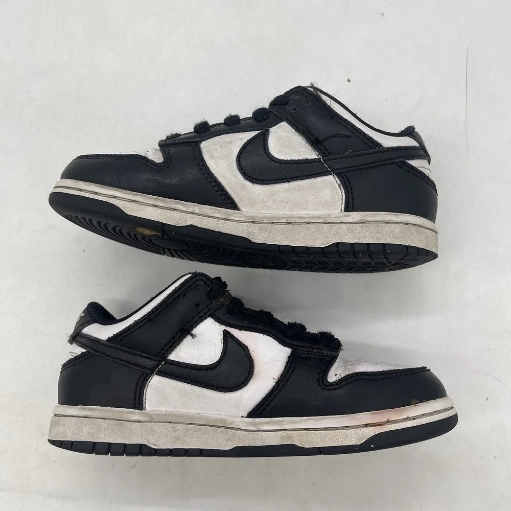 Nike Dunk Low Panda Shoes Youth 12c Lace Up Skate Sneaker CW1588-100